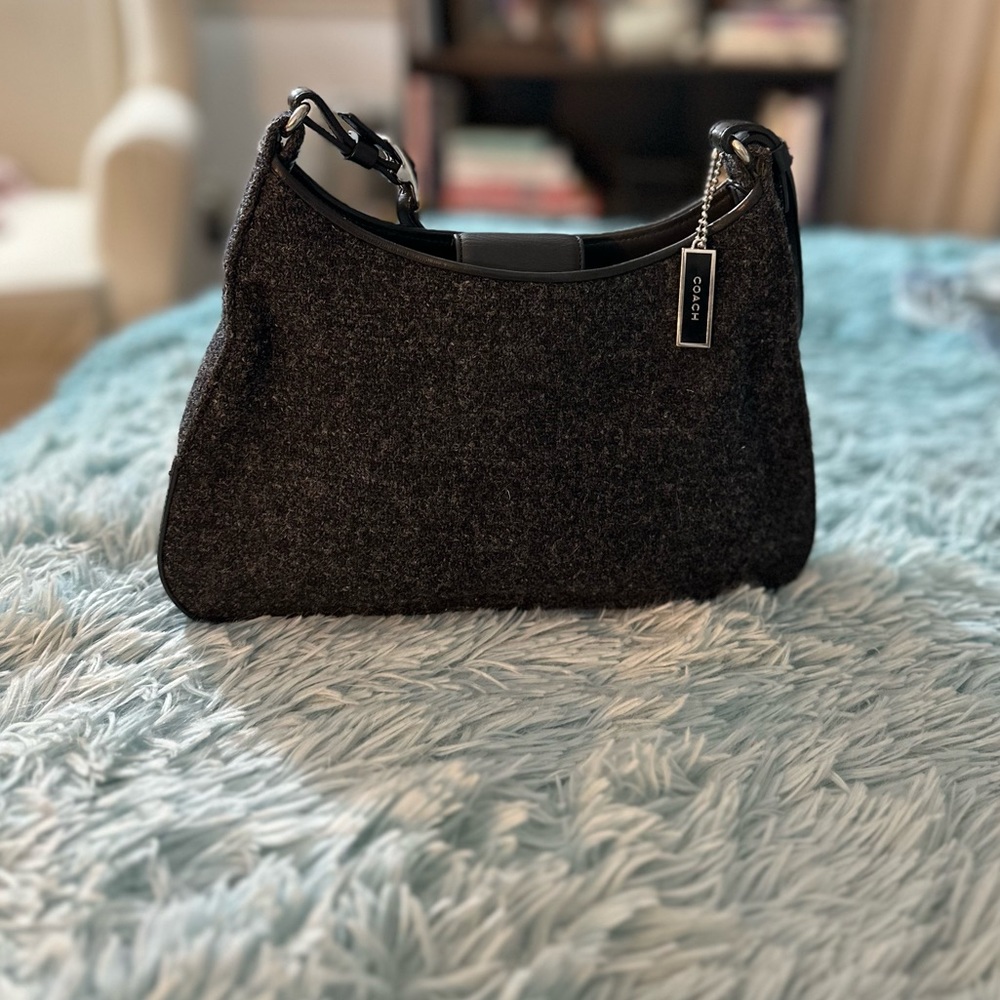 Coach Handbag Grey Flannel w/ Black Leather